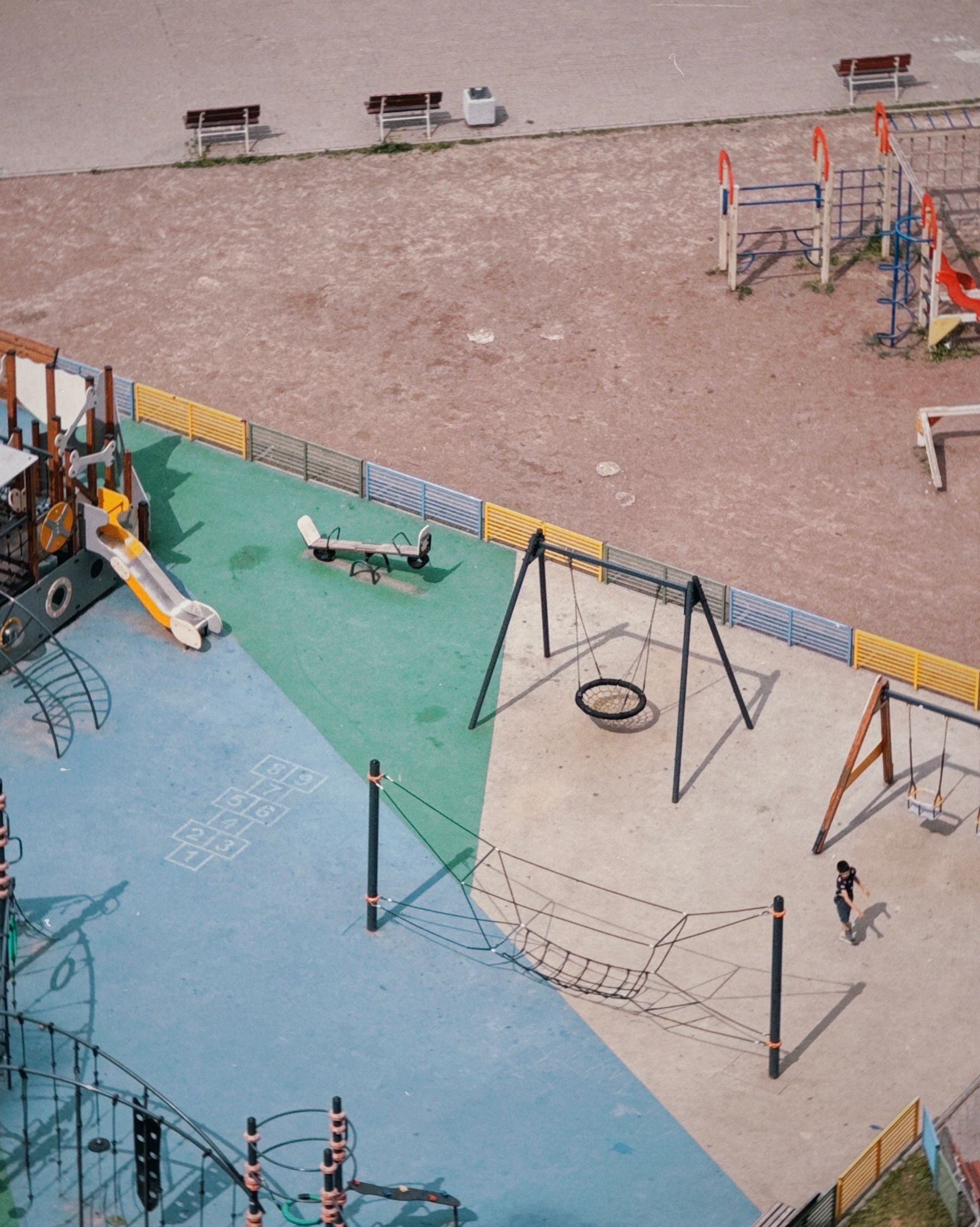 Aerial view of a real public playground